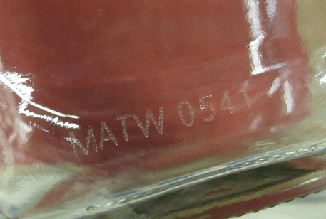Code marked on clear glass