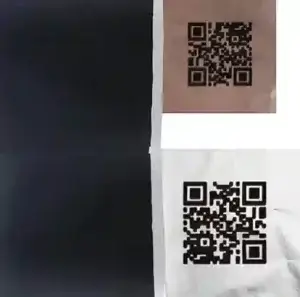 Two barcodes, one on a brown background and one on a white background.